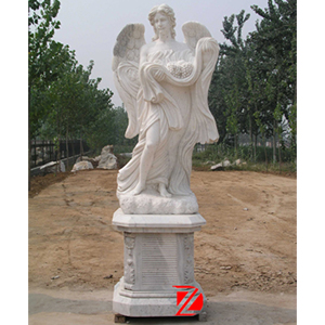 White stone angel sculpture